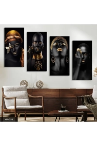 Afrikalı Kadınlar 4 Parçalı Mdf Tablo